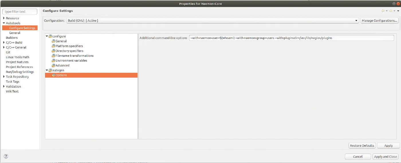 Additional command line options