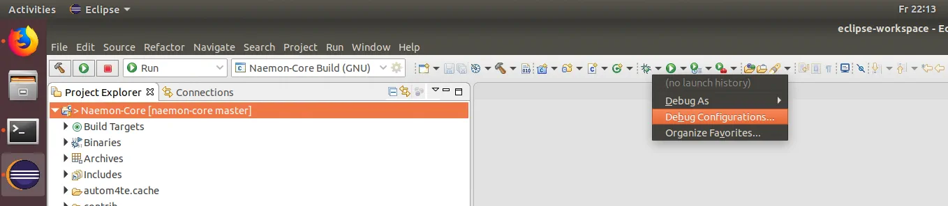 Open the debug configuration