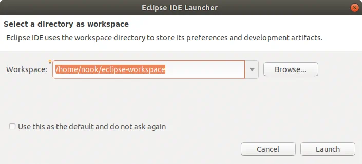 Set the Eclipse workspace