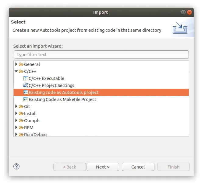 Import as an Autotools project