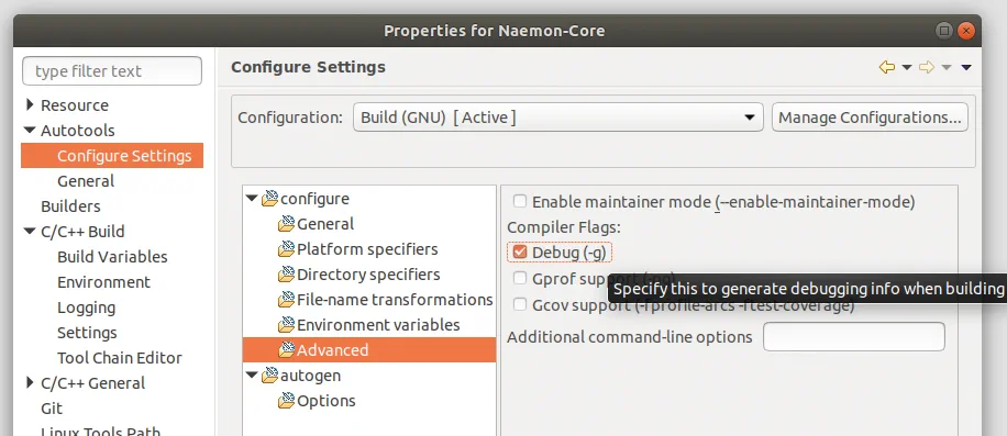 Enable debug