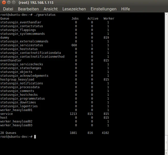 gearadmin –status with more than 815 workers