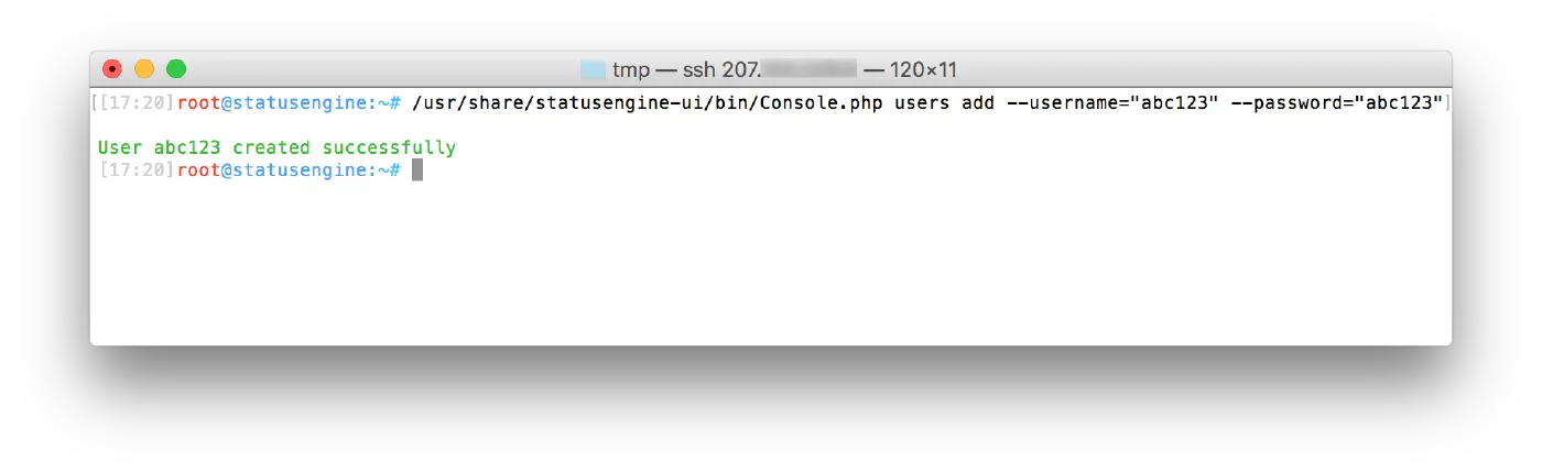 Create a new Statusengine UI user in non-interactive mode