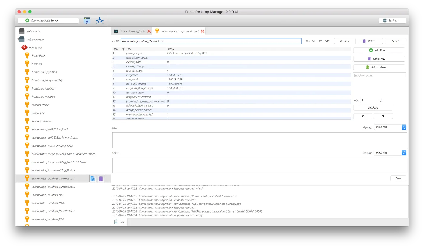 Statusengine service status object in Redis