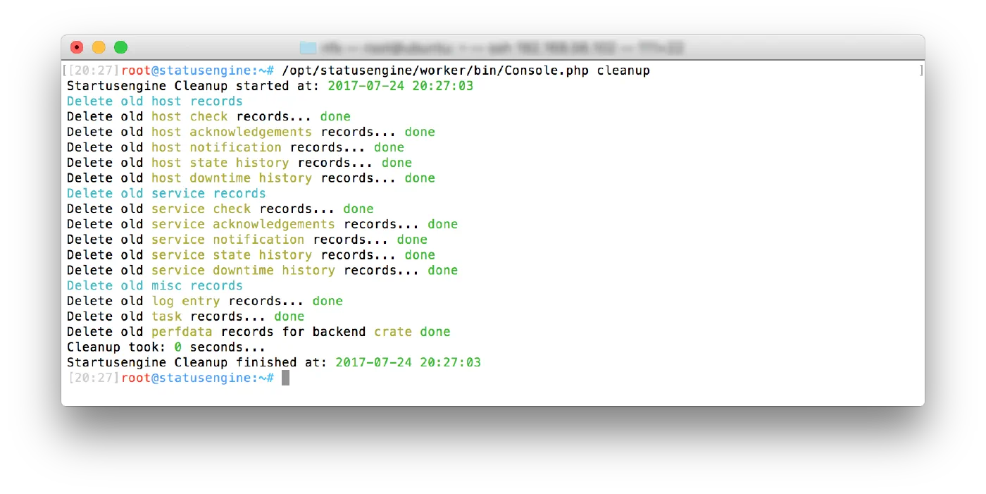 Running the Statusengine database cleanup cronjob