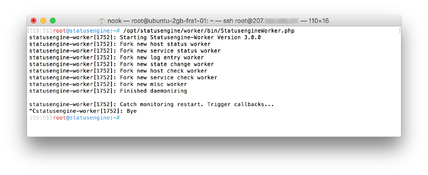 Statusengine Worker running in foreground mode for debugging